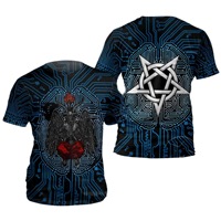 T-shirt gothique streetwear pour homme à manches courtes avec imprimé 3D de totem runique antique, 180g, respirant, coupe ample pour l'été