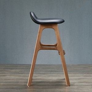 Taburete de Bar Comercial Moderno de Madera Maciza, Mueble de Cocina Alto con Asiento de Cuero, Diseño de Alta Calidad, Venta al Por Mayor - Product Image 3