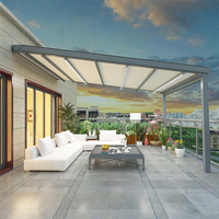 Couverture d'auvent rétractable en PVC motorisée anti-UV de luxe, pare-soleil de toit pliant étanche pour balcon, jardin extérieur et auvent de pluie