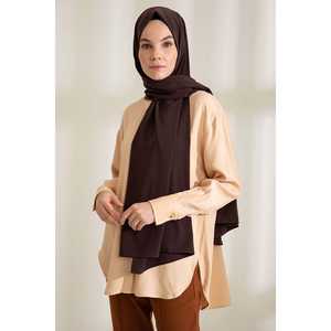ผ้าคลุมไหล่ไหมเมดินา สีน้ำตาลเข้ม ผ้าพันคอยาวสำหรับผู้หญิง เครื่องประดับศีรษะสุดหรู - Product Image 3