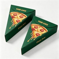Boîte à pizza triangulaire personnalisée imprimée, papier alimentaire 350 g/m² résistant à la graisse, compatible micro-ondes, boîte à emporter pliable à plat