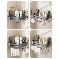 Étagère triangulaire murale à ventouse en aluminium pour coin de salle de bain sans perçage Support de rangement intelligent pour vanité