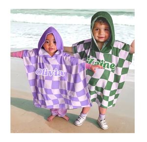 Serviette personnalisée Poncho pour enfants Serviette <span class=keywords><strong>de</strong></span> plage à capuche pour filles, Surf Poncho Swim Changing Robe Fille à capuche Serviette <span class=keywords><strong>de</strong></span> <span class=keywords><strong>bain</strong></span> pour garçons - Product Image 1