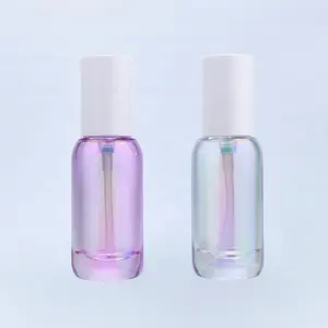 Benutzer definierte klare Regenbogen schillernde Farbe kosmetische Essenz Serum Öl Lotion Pumpe Glasflasche