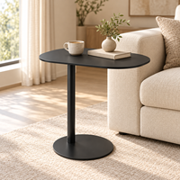 Table basse moderne en fer réglable avec plateau asymétrique