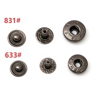 Kancing Tekan Besi 12/15mm Perak/Emas Muda/Kuningan Antik/Nikel Hitam, Dapat Dicuci, untuk Pakaian, Tas, Kerajinan Kulit