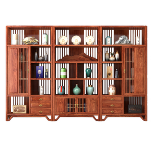 Redwood Hedgehog Red Sandalwood New Chinese Style Antique Stand <b>Solid</b> <b>Wood</b> <b>Bookcase</b> Office Storage Display Cabinet A080 Wooden O - Product Image 4