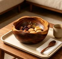 Bol à salade en bois d'acacia poli, bol à fruits, bol à pâtes, bol décoratif, bol à pâte en bois, bol à soupe, bol décoratif en bois
