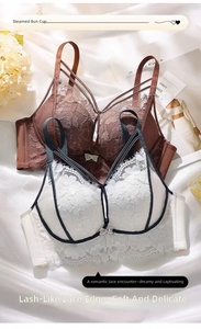 Soutien-gorge long push-up sexy pour petites poitrines, en dentelle florale, sans armatures, lissant, avec bretelles à volants, tailles 32-38, 5 couleurs - Product Image 2