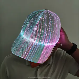 LED ışıklı şapka-optik ışık beyzbol şapkası-LED şapka 7 renk aydınlık parlayan Fiber optik kumaş Light Up beyzbol şapkası
