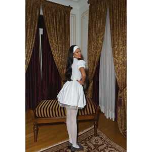 Robe mini blanche avec nœud devant, de haute qualité, élégante, sexy, style été, fête, bureau, translucide avec volants, tailles XS à 5XL - Product Image 1