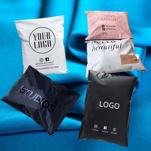 Customized Size Shipping Poly Plastic Mailers with Full Color logo Printed White Courier Mailing Bag for Clothing - Product Image 2