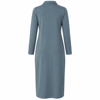 Robe chemise midi à manches longues, boutonnée sur le devant, col classique, robe décontractée, tricot uni teint
