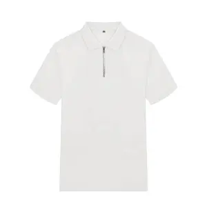 Высокое качество на заказ логотип на молнии 200 Gsm длинный штапельный хлопок Поло рубашка для гольфа футболка для мужчин