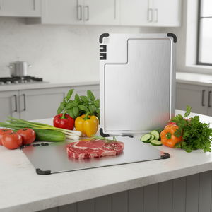 Nuovo <span class=keywords><strong>Tagliere</strong></span> Personalizzato <span class=keywords><strong>in</strong></span> Titanio Puro con Affilatore, Antibatterico, <span class=keywords><strong>in</strong></span> <span class=keywords><strong>Acciaio</strong></span> Inossidabile 304 316, <span class=keywords><strong>Tagliere</strong></span> a Doppia Faccia - Product Image 1