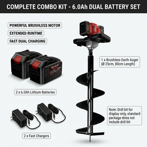 Taladro perforador de tierra inalámbrico sin escobillas de 21V con batería, perforadora de postes de alta resistencia para plantar árboles en el jardín, taladro de tierra de 21V de alta potencia. - Product Image 3