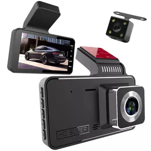 Câmera de ré automotiva 4 polegadas, full hd 1080p, gravador, lente dupla, veículo, blackbox, dvr, câmera frontal e traseira