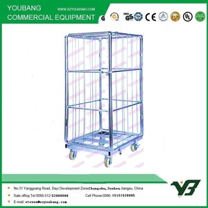 4 पक्षीय सुरक्षित स्टील वायर जाल रोल कंटेनर गोदाम रोल कंटेनर गोदाम रोल पिंजरे ट्रॉली-शॉपिंग कार्ट और ट्रॉली - Product Image 3