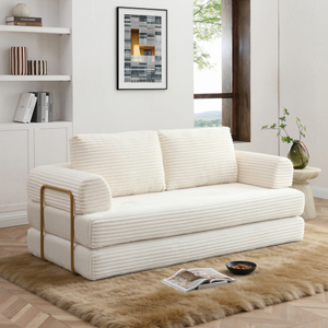 Sofá Cama Convertible Plegable, Sofá de Suelo Moderno de Pana, Futón con Colchón y Almohadas, Sofá sin Estructura para Sala de Estar y Dormitorio - Product Image 1