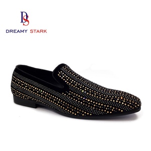 Nouvelles Chaussures de Mariage Originales pour Hommes Printemps 2025 – Façon Oxford à Enfiler, en Cuir et Daim de Haute Qualité, Ornées de Diamants, Respirantes et Fabriquées à la Main - Product Image 1