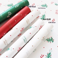 Kertas Pembungkus Bunga Korea Anti Air Motif Cabang Natal Kertas Pembungkus Buket Perlengkapan Toko Bunga Grosir