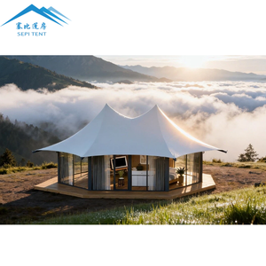 Lusso all'aperto PVDF tessuto prefabbricato casa Resort Glamping Lodge tenda per tutte le stagioni Twin picchi tenda Hotel con bagno - Product Image 3