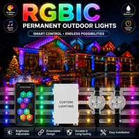 Lampes LED permanentes d'extérieur, indice de protection IP68, RGBW, commande intelligente par application, éclairage de toit pour la décoration de Noël