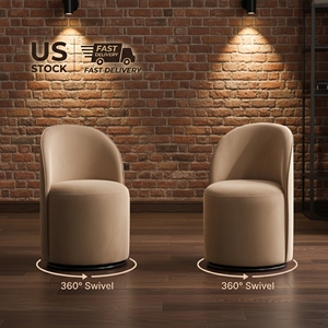 [US Stock] Modern Design Velvet Fabric Upholstered Kitchen <strong>Swivel</strong> Barrel Accent Dining <strong>Chair</strong> For <strong>Living</strong> <strong>Room</strong> - Product Image 3