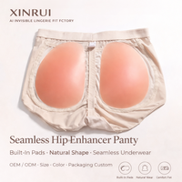 Coussinet de hanche en silicone élastique sans couture pour femme avec sous-vêtement adhésif rembourré pour fesses