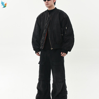 Personnalisé Vintage Cropped Bomber Hommes Vol Nylon Tissu Extérieur Zip Up Rembourré Broderie Homme Veste