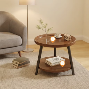 Side Table Small Nordic StyleCoffee Table with Shelf Storage Modern Design Planing Board Top Assembled <strong>Smart</strong> Bedroom <strong>Furniture</strong> - Product Image 3