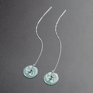Natural Emerald Blue Water Nine-Tailed Fox Ear Necklace S925 <b>Silver</b> <b>Set</b> with Ice-Grade Jadeite Ear <b>Studs</b> for Women - Product Image 4