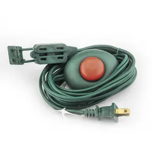 Rallonge de câble d'extension de 18/15 pieds avec interrupteur de pied et 3 prises électriques électriques, jeu de robinets verts 16/2 durables pour noël