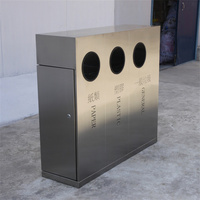 Poubelle extérieure à 3 compartiments en métal poubelle extérieure carrée de rue poubelle de recyclage poubelle classée commerciale en acier