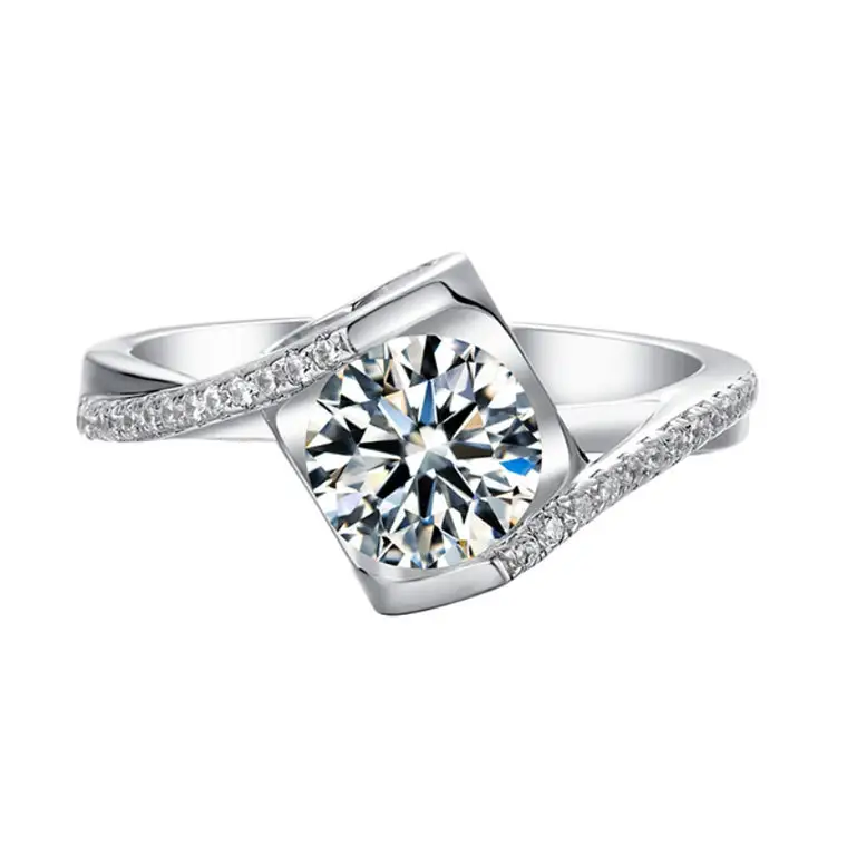 Mossany Star customizzato 1ct D colore Moissanite 925 argento cuore lunetta anello per donne ragazze