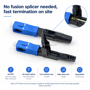 Connecteur rapide SC UPC pré-encollé pour fibre optique, connecteur froid FTTH pour câble de branchement monomode, joint froid SC - Product Image 4