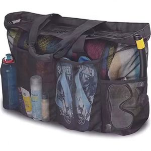 Large Mesh <b>Beach</b> <b>Bag</b>, Breathable Mesh Tote With Zipper Pockets, Portable Large Capacity Finishing Organizer <b>Bag</b> shopping <b>bags</b> - Product Image 3