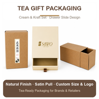 Boîte à thé réutilisable personnalisée OEM ODM, coffret cadeau, boîte à thé en papier kraft, ruban satiné brun, gaufrage, impression offset, éponge