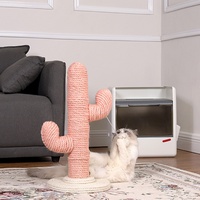 Arbre à chat en bois de sisal de style arbre, cadre d'escalade pour chat en forme de cactus avec corde de sisal, poteau à gratter pour chat résistant à l'usure