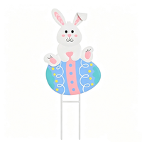 Décoration de jardin ODM OEM : Poteau décoratif Lapin de Pâques mignon avec œuf de Pâques pour l'extérieur au printemps