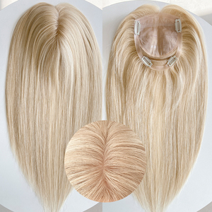Cheveux Remy bruts 5x6,5 pouces # RH23/1001 Système de remplacement capillaire invisible avec base en soie couleur blonde, prêt à être expédié - Product Image 1