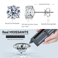 Boucles d'oreilles clous en argent sterling 925 avec moissanite VVS, couleur D, 0,5 ct et 1 ct, style hip-hop, pour hommes et femmes, avec fermoir à vis