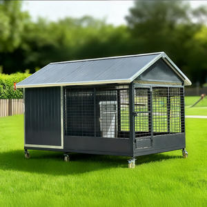 Luxe moderne duurzame binnen/buiten hondenhok comfortabel ijzeren huisdierenmeubilair kennel met knoopsluiting waterdichte schuilplaats - Product Image 4
