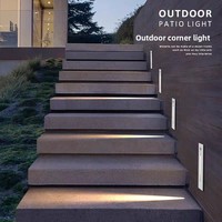 Lampe murale encastrée d'angle à détecteur de mouvement LED en aluminium, blanc chaud 3500K, faisceau de 20 degrés, étanche, pour jardin, allée, hôtel