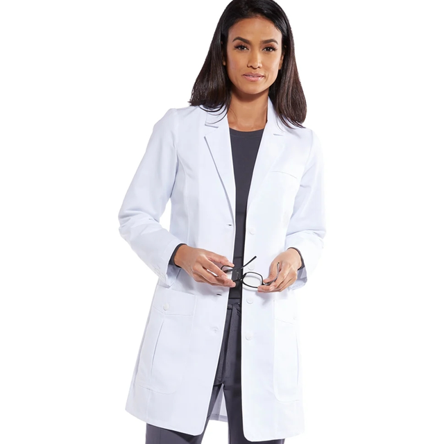 Slim-fit Tailored Consultation Coat Labcoat with Inner Pockets Notched Collar Hospital Work Robe Doctors Lab Coats Woven Uniform