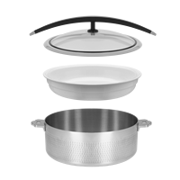 Plat à réchaud triple couche en acier inoxydable avec couvercle en verre ou en acier inoxydable Φ320×H120 Φ360×H100