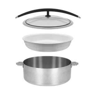Plat à réchaud triple couche en acier inoxydable avec couvercle en verre ou en acier inoxydable Φ320×H120 Φ360×H100 - Product Image 5