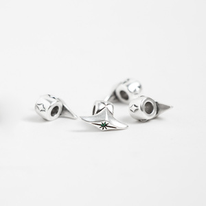Perle d'espacement grue en papier rétro en argent faite à la main, <span class=keywords><strong>breloque</strong></span> porte-bonheur <span class=keywords><strong>origami</strong></span> avec CZ vert, composants de bijoux DIY - Product Image 1