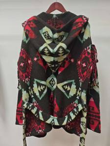 Cárdigan de punto de Intarsia con patrón de diamante y cristal con logotipo frontal informal con capucha ODM en colores mezclados - Product Image 2