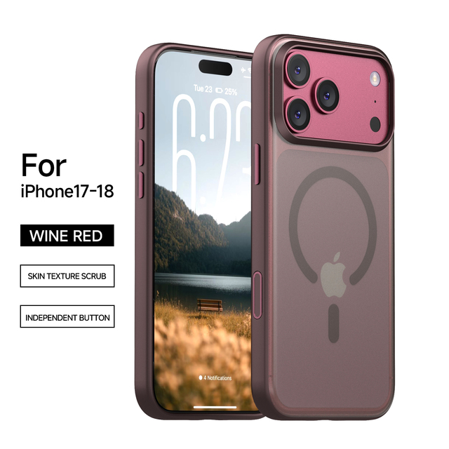 Luxury Matte Translucent Magnetic Case for iPhone 18 17 Pro Max Skin Feeling Shockproof Phone Cover Independent Metal Buttons